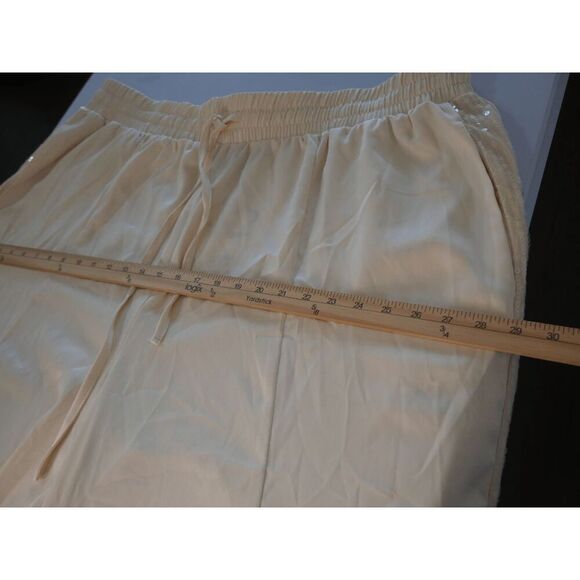 Nina Parker Plus 3X Sequin Stripe Wide Leg Pants Cream Pull-On Lounge - Picture 5 of 7